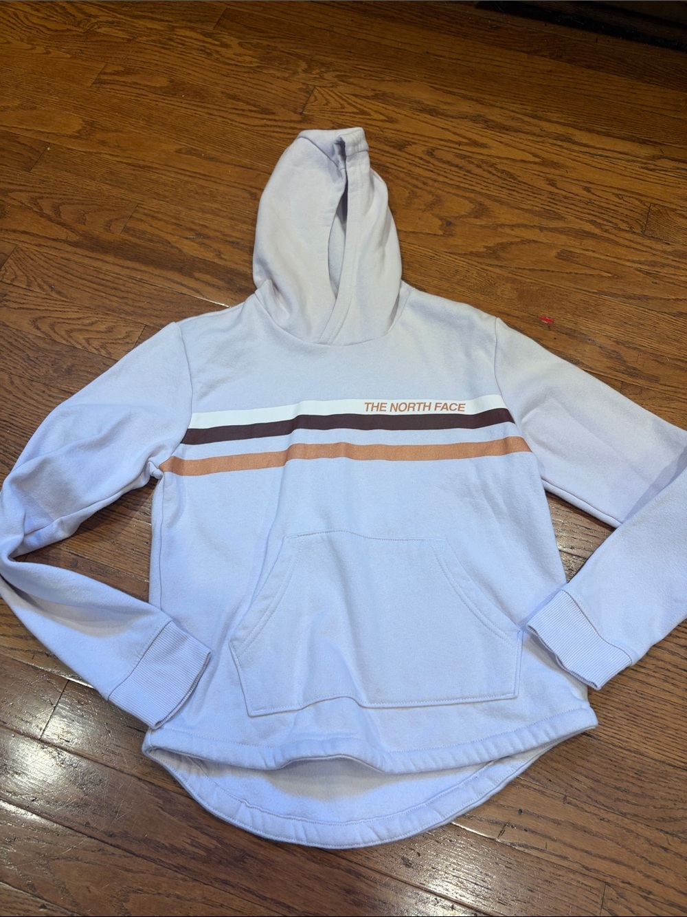 The North Face girls Light Lavender Hooded Sweater with Stripe Detail